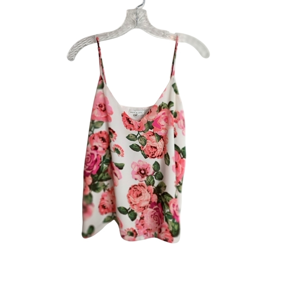 Socialite - Floral Pink Rose Print Camisole Tank Top Size Small